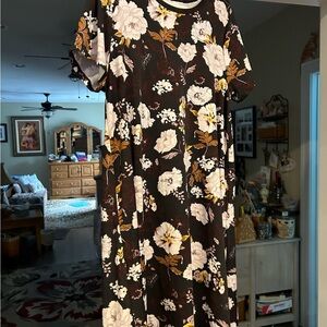 LuLaRoe Black Floral Midi Dress